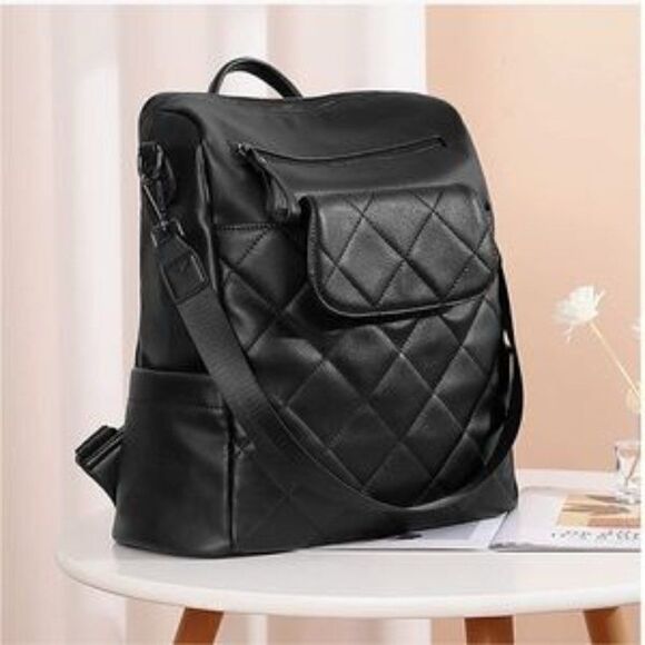 New Quilted Leather Convertible Backpack - Picture 1 of 7